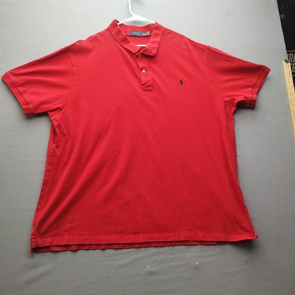 Polo Ralph Lauren 2 Button‎ Short Sleeve Cotton Polo Shirt Men's 4XB Light Red